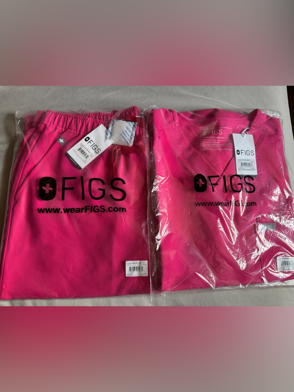 Figs Vibrant Pink Scrub Top and Pants Set